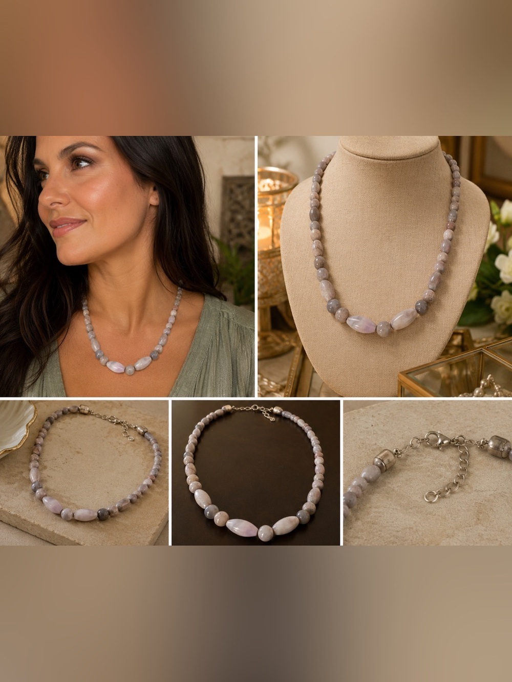 Jay King Graduated Gray Agate Necklace | .925 Sterling | 19” + Extender
